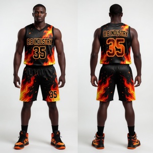 Uniforme de basket-ball pour jeunes hommes, design flamme dynamique violet rose, maillot personnalisé, short numéro 35, kit complet de qualité supérieure B.B Industry - Product Image 3