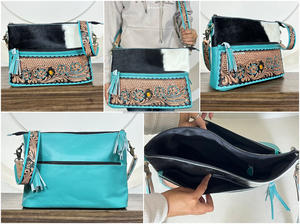 Sac à main en cuir de vachette et fourrure, sculpté à la main, nouveau design 2026, style bohème, fait main, très vendu, multi-usages pour femmes - Product Image 3