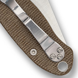 Couteaux pliants durables avec manche texturé en tissu marron, lame en acier inoxydable à bord plat, trou d'ouverture pour le pouce et clip métallique - Product Image 6
