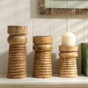 Charming Wooden Candle Holder Decorative <b>Table</b> Accessory Perfect For Celebrations Hospitality And Home Styling - Product Image 4