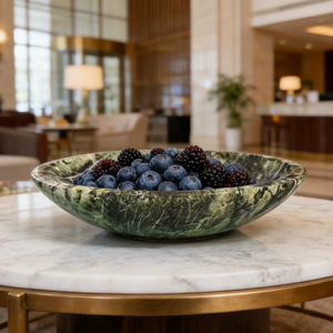 Bol à fruits flexible en pierre naturelle verte, classique et luxueux, durable, à un seul niveau, pour la cuisine, la salle à manger, le salon ou le bureau - Product Image 3