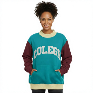 Apino Intl Women Oversized <b>Mock</b> <b>Neck</b> Drop-Shoulder Pullover Fleece Sweatshirt Lined Loose Fit Casual Winter <b>Top</b> Embroidered - Product Image 6