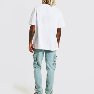 Jeans Cargo Azul Claro para Hombre, Corte Holgado, Cintura Media, Estilo Casual Urbano, Ropa de Primavera - Product Image 2