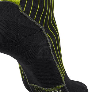 Striped Crew <b>Socks</b> Black with <b>Neon</b> Green Stripes Quick Dry Knitted for Running & Tennis Youth & Adults Winter - Product Image 3