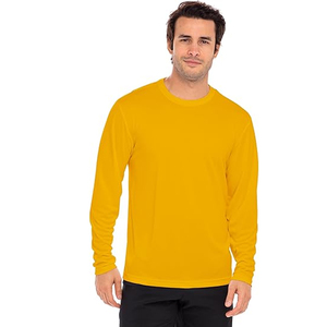 T-shirt unisexe en coton à manches longues, col rond, uni, décontracté, personnalisable avec logo, vêtements vierges, OEM ODM en gros - Product Image 2