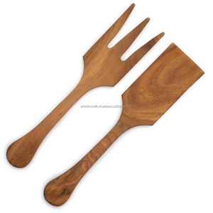 Juego de Servidores de Ensalada de Madera de Acacia con Mango Largo, Ecológico, Apto para Lavavajillas, Microondas y Horno, Utensilios Populares para Ensaladas - Product Image 2