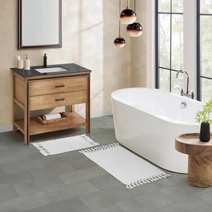 Alfombra de Baño Rectangular, Duradera, Lavable, con Diseño de Mechones, Minimalista, Gruesa, para Cuarto de Ducha - Product Image 2