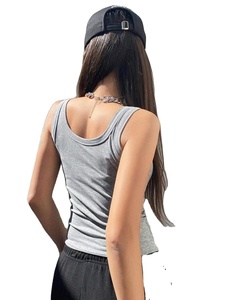 Femmes grande taille confortable sans manches débardeur col carré couleur unie respirant décontracté hauts pour tous les jours automne porter maigre - Product Image 2