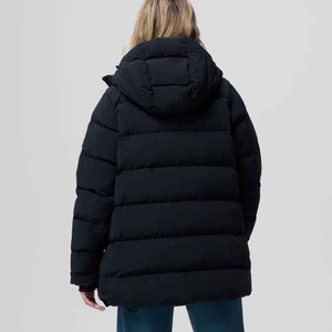 High Quality Women's Lightweight Canvas Puffer Hooded Jacket Winter Bomber <b>Coat</b> <b>Zipper</b> Button Breathable Autumn Casual Outerwear - Product Image 2