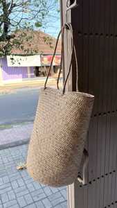 Bolso Tote Tejido de Paja con Bordado a Mano de Color Sólido Estilo Vintage, el Más Vendido en Indonesia, con Forro de Poliéster y Parte Superior Abierta - Product Image 4