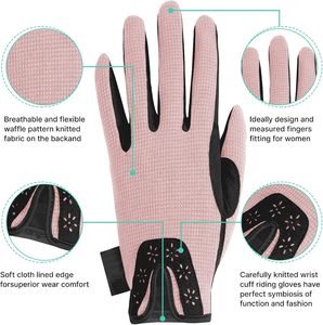 Guantes de equitación de tela de microfibra, transpirables, cómodos, para hombres y mujeres, entrenamiento de equitación al aire libre, competición - Product Image 5