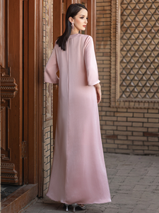 Abaya Modeste Brodé en Polyester, Robe Florale d'Été pour Femme Musulmane, Vente en Gros, Personnalisable, Légère, Respirante, Longueur Cheville, ODM - Product Image 4
