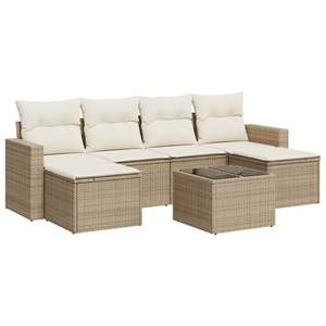 Conjunto de Sofás Modulares Grandes para Jardín en Ratán Sintético PE Beige, Elegante y Cómodo - Product Image 2