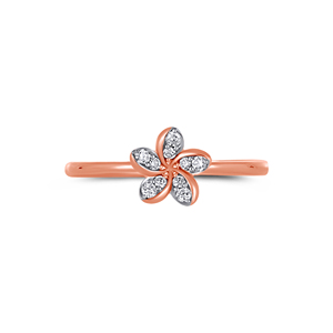 Elite Gold Ring with Diamond-<b>Studded</b> Leaf Motif Round Cut Cluster, 0.35 Ct, Premium Wholesale Engagement Line - Product Image 3