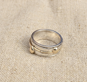 Pure 925 Sterling <b>Silver</b> & Brass Spinner <b>Ring</b> Handmade Hammered Wide Band Meditation Anxiety Relief Statement <b>Ring</b> Gift Her <b>Men</b> - Product Image 5