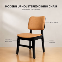 Chaise de salle à manger moderne rembourrée sans accoudoirs, chaise d'appoint avec structure en bois massif, en cuir PU, pour restaurant, café, hôtel, mobilier contractuel