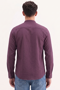 Camisa de Verano para Hombre Enovate, Casual, Texturizada, Cuello Mao, Doble Botonadura, Manga Larga, 100% Algodón, Transpirable, ODM - Product Image 3
