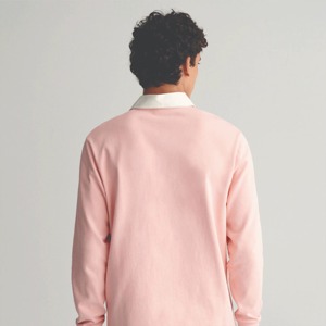 Polo de punto rosa de manga larga para hombre, corte regular, color sólido, transpirable, de algodón, diseño casual. - Product Image 5