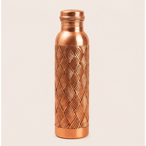 Botella de Agua de Cobre Puro, Diseño Premium con Grabado de Azulejos, Estilo Moderno, Ecológica, para Beber Agua, Gimnasio, Oficina, Logotipo Personalizado - Product Image 1