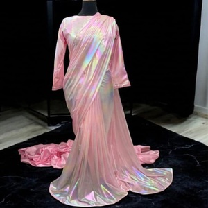 Dernier modèle de sari et de chemisier en soie georgette entièrement cousus, tenue de soirée tendance, design de vêtements indiens et pakistanais pour femmes - Product Image 1