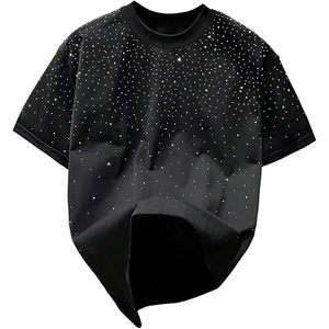Camiseta Básica de Manga Corta con Decoración de Diamantes, Versión Coreana, Transpirable, Multicolor, de Alta Calidad - Product Image 1