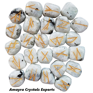 Juego de Runas de Piedra Lunar Arcoíris Natural, Hechas a Mano, Venta al por Mayor, Cristales de Ágata, Compre en Línea en Amayra Crystals Exports - Product Image 4
