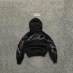 Men's Black <b>Oversized</b> Zip-Up <b>Hoodie</b> With <b>White</b> Sleeve Print Casual Hooded Sweatshirt Regular Fit French Terry Fabric Autumn Styl - Product Image 6