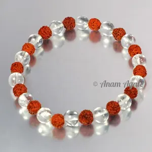 Quartzo de cristal com pulseiras rudraksha | atacado preço de cristal natural pulseiras de pedra preciosa para venda