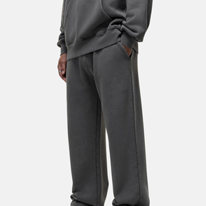 Pantalones Deportivos de Algodón Gris Oscuro para Hombre, Cintura Elástica, Corte Holgado Informal, Pierna Recta, con Bolsillos Laterales, para Otoño - Product Image 2