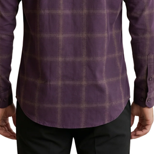 Chemise en flanelle à carreaux violet foncé pour homme, manches longues, boutonnée, décontractée, en tissu brossé doux, style streetwear, vente en gros - Product Image 5