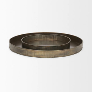 Modern <b>Iron</b> Serving Tray Ribbed Nested Food Display Platter for Catering Restaurant Home Wedding <b>Lightweight</b> Microwave Safe - Product Image 1