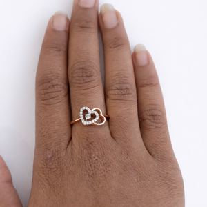 Namivaa Romantic Double Heart Design <b>Cocktail</b> <b>Ring</b> Women's Party Daily Wear Fine Jewelry High - Product Image 4