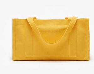 Yellow Canvas Tote <b>Bag</b> Reusable Shopping Shoulder <b>Bag</b> Custom Logo Grocery Gift <b>Pipping</b> <b>Bag</b> - Product Image 1