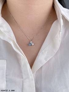 สร้อยคอเงินแท้คุณภาพสูงระดับพรีเมียม ชุบทอง 18K หรือโรเดียม ประดับด้วยมอยส์ซาไนต์ อะความารีน และคิวบิกเซอร์โคเนีย - Product Image 4