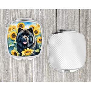Miroir de maquillage de voyage pliant compact pour femmes filles Chow Chow tournesols cadeau de poche décoratif pratique pour le maquillage - Product Image 4