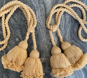 <b>Curtain</b> tassel tieback pair in a peachy yellow colour, from cotton - Product Image 1