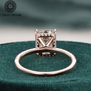 แหวนหมั้นผู้หญิงทรงคุชชั่นคัทประดับโมอิสซาไนต์จาก Charm Jewells ตัวเรือนเงินแบบหนามเตย สไตล์เรขาคณิตคลาสสิก ได้รับการรับรองจาก IGI - Product Image 6