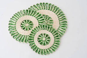 En gros, set de table bohème en jonc de mer vert tressé à plusieurs niveaux, dessous de verre en paille, support de plat résistant à la chaleur, décoration de table pour la maison - Product Image 1