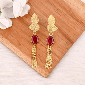 <b>Garnet</b> Hydro Gemstone Brass <b>Earrings</b> Gold Plated Handmade Jewelry Bezel Setting Shilpi Impex for Women Wholesale Lot 10 Pairs - Product Image 2