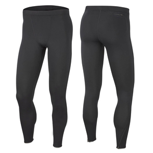 Leggings de compression noirs unis pour hommes, taille élastique, respirants, pour le yoga et comme couche de base - Product Image 4