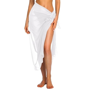 Paréos de plage longs en mousseline transparente pour femmes, cache-maillots de bain - Product Image 1