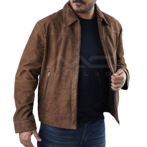 Stylish Men's <b>Suede</b> Leather <b>Jacket</b> With Premium Soft Texture Full Front Zip Classic Collar And Refined Everyday Outerwear - Product Image 4