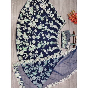 Lehenga Choli de Alta Costura Azul con Bordado Heera, Talla 2XL, 1500g, para Bodas y Fiestas, Muy de Moda - Product Image 5