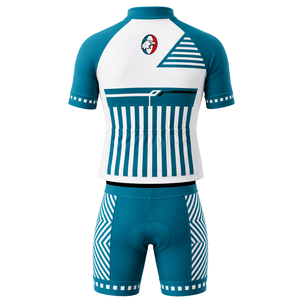 Teal White Custom <b>Cycling</b> Jersey <b>Shorts</b> Set <b>Short</b> Sleeve Full Zip Breathable <b>Padded</b> Bike Uniform Racing Training Performance - Product Image 2