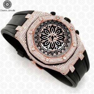 Montre de luxe Charm Jewells en acier inoxydable, cadran 43 mm, mouvement mécanique analogique, chronographe unisexe, boîtier carré, 10 ATM - Product Image 2