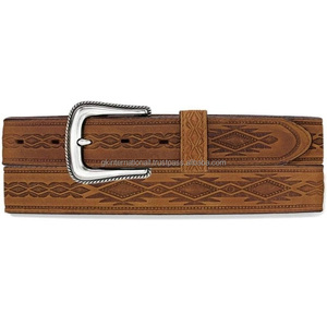 Cinturón de cuero en relieve Retro con hebilla de vaquero occidental, cinturones informales de herramientas manuales para Hombres Elegantes con grabado de flores - Product Image 4