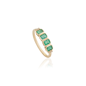 Top Quality Best Wholesale Price Emerald & Diamond <b>Stacking</b> Half Eternity Band <b>Ring</b> K14 Real Yellow Gold High Grade Jewelry - Product Image 3