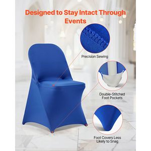 50 Pezzi Coprisedia Blu Personalizzati in Poliestere Elasticizzato per Matrimoni, Feste, Banchetti, Coperture per Sedie con Fronte Piatto - Product Image 6