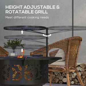 Braciere Portatile da Esterno Nero da 33 Pollici con Griglia di Cottura e Paletta, per Legna e Carbonella, Barbecue per Arredo Patio - Product Image 5