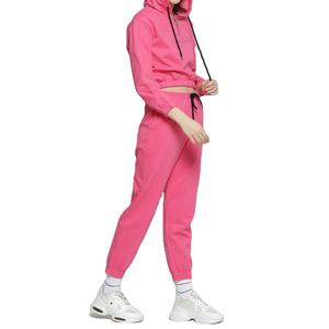 2026 ensemble de pantalons de survêtement et de sweat à capuche à motif solide personnalisé pour les femmes ODM Supply deux pièces Jogging Suit avec logo avant - Product Image 2